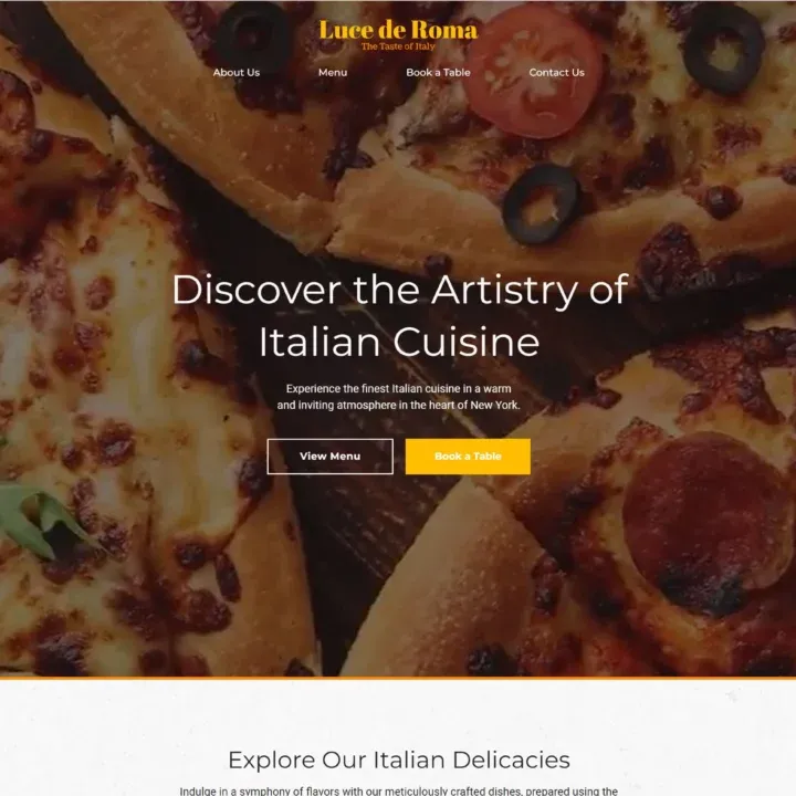 Luce De Roma pizzeria website