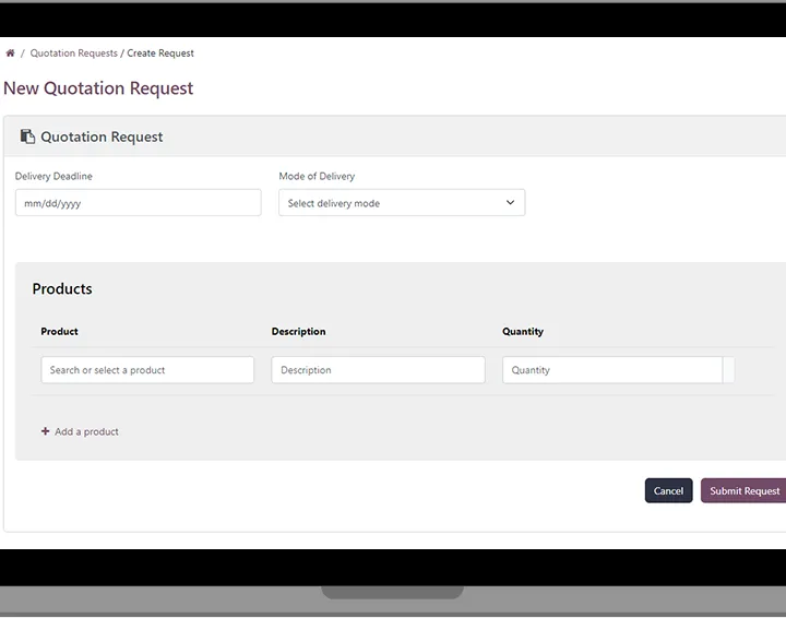 Quotation Request Odoo portal plugin